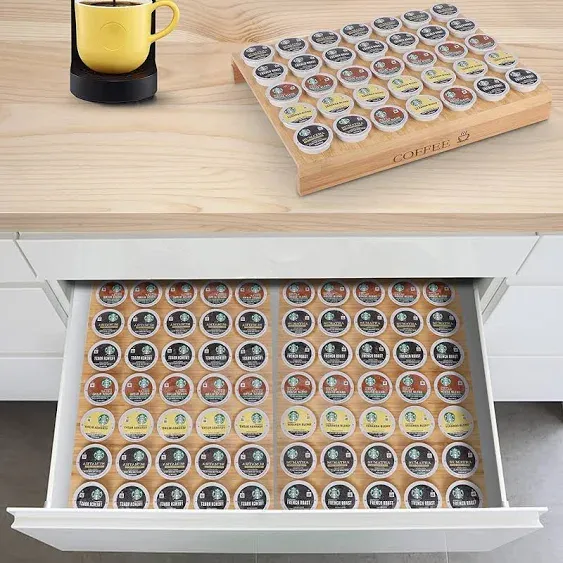 Bamboo K Cup Holder Drawer Or Countertop K Cup Organizer Coffee Pod