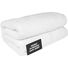 SALBAKOS - Premium Turkish Jumbo Bath Sheet, 100% Turkish Cotton, Absorbent & Ultra Comfy Bath Towel Sheets for Hotel & Spa | 40"x80" (White)