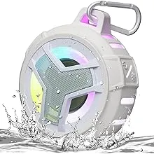 EBODA Bluetooth Shower Speaker, IPX7 Waterproof Portable Wireless Small Speakers, Floating, 2000mAh with Light for Home, Pool, Beach, Boat, Kayak Accessories, Gifts for Men, Women - WhiteEBODA Bluetooth Shower Speaker, IPX7 Waterproof Po…