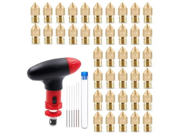 3D Printer Nozzles MK8 Bras Nozzle 0.2mm 0.4mm 0.8mm with Cleaning Tool Kit and Ratchet Wrench, Suitable for CR-10/ Ender 3/5, Ender 3/ V2 Ender3.