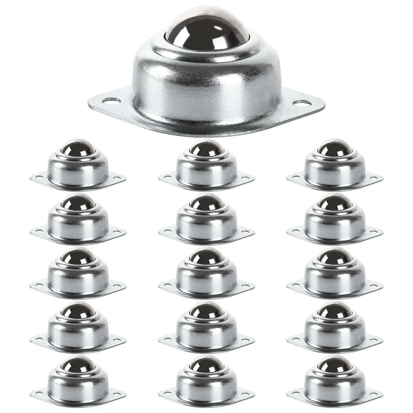 Shanqian 16 Pcs 1 inch Roller Ball Transfer Bearing, Flange Mounted Carbon Steel ...