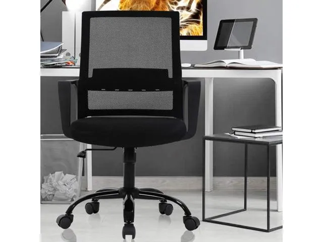 Ergonomic Office Chair Desk Chair Computer Chair Mid Back Mesh Chair with Lumbar Support & Armrest Modern Adjustable Height Swivel Task Executive.