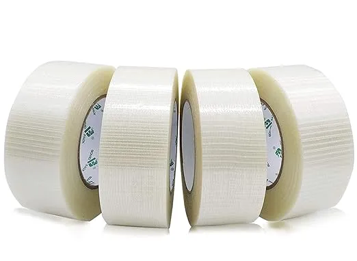 BOMEI PACK 4 Rolls Bi Directional Filament Tape, Fiberglass Filament Strapping Tape, for Shipping and Packing, 5.9mil x 2inch x 55yds