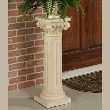 Classic Column Pedestal Antique Ivory One size, White