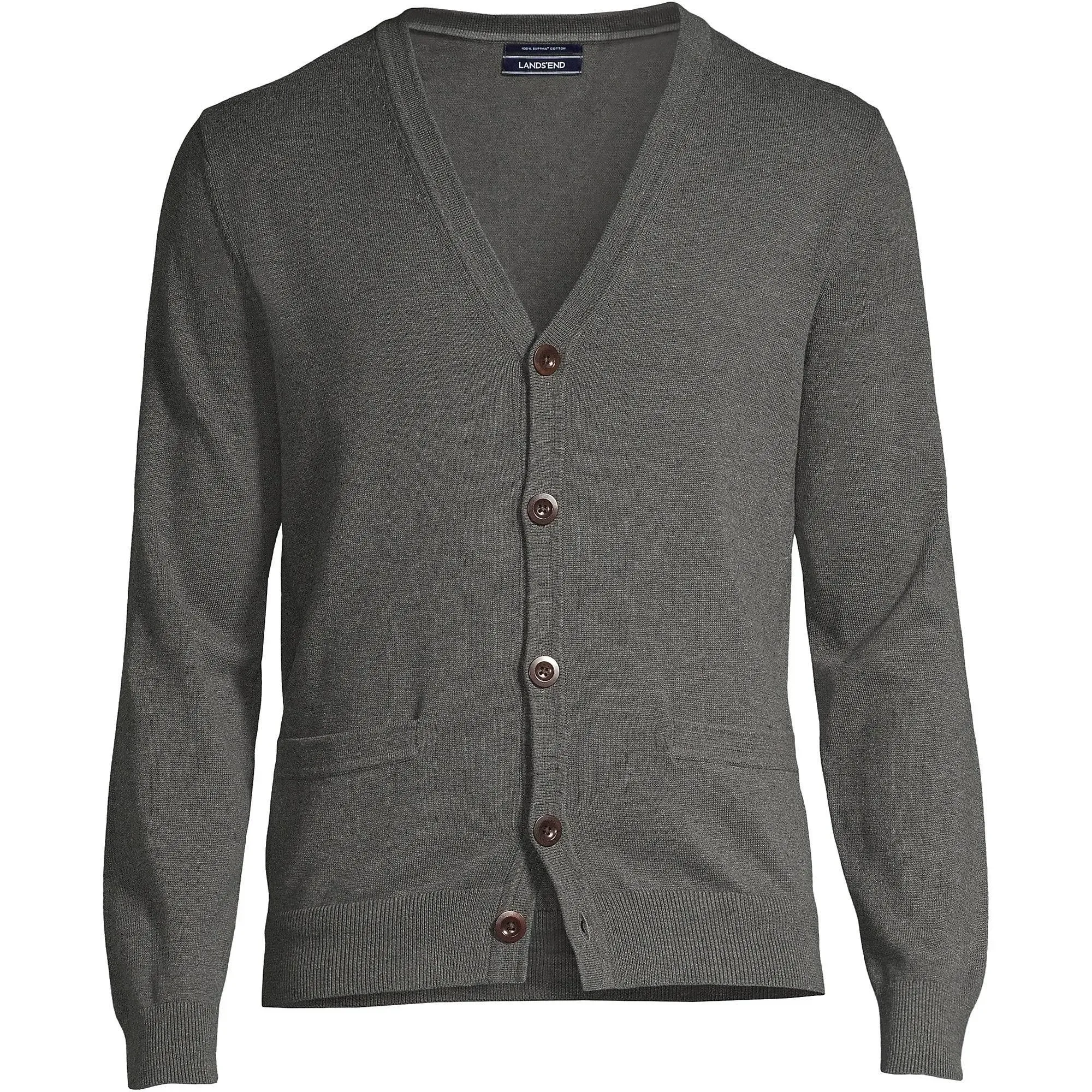 Lands' End Men's Tall Fine Gauge Cotton V-Neck Cardigan Sweater