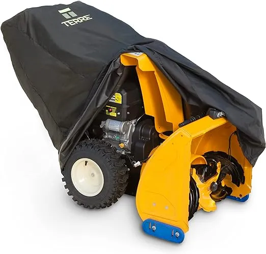 Terre Products, Heavy Duty Snow Blower Cover Waterproof, UV Resistant, 600D Oxford Material, Fits Most Medium to Large Snow Blowers, Outdoor Protection, Windproof Drawstring Designed for Storage and TraileringTerre Products, Heavy Duty Snow Blower Cover 