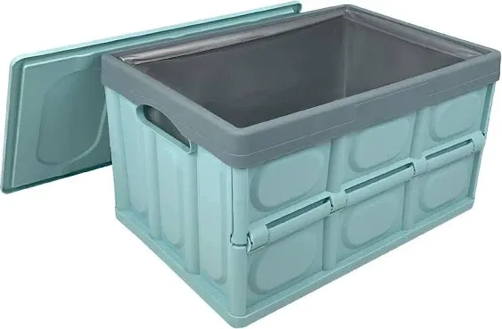 Stackable Lidded Storage Crates Collapsible Storage Box 30l Grocery