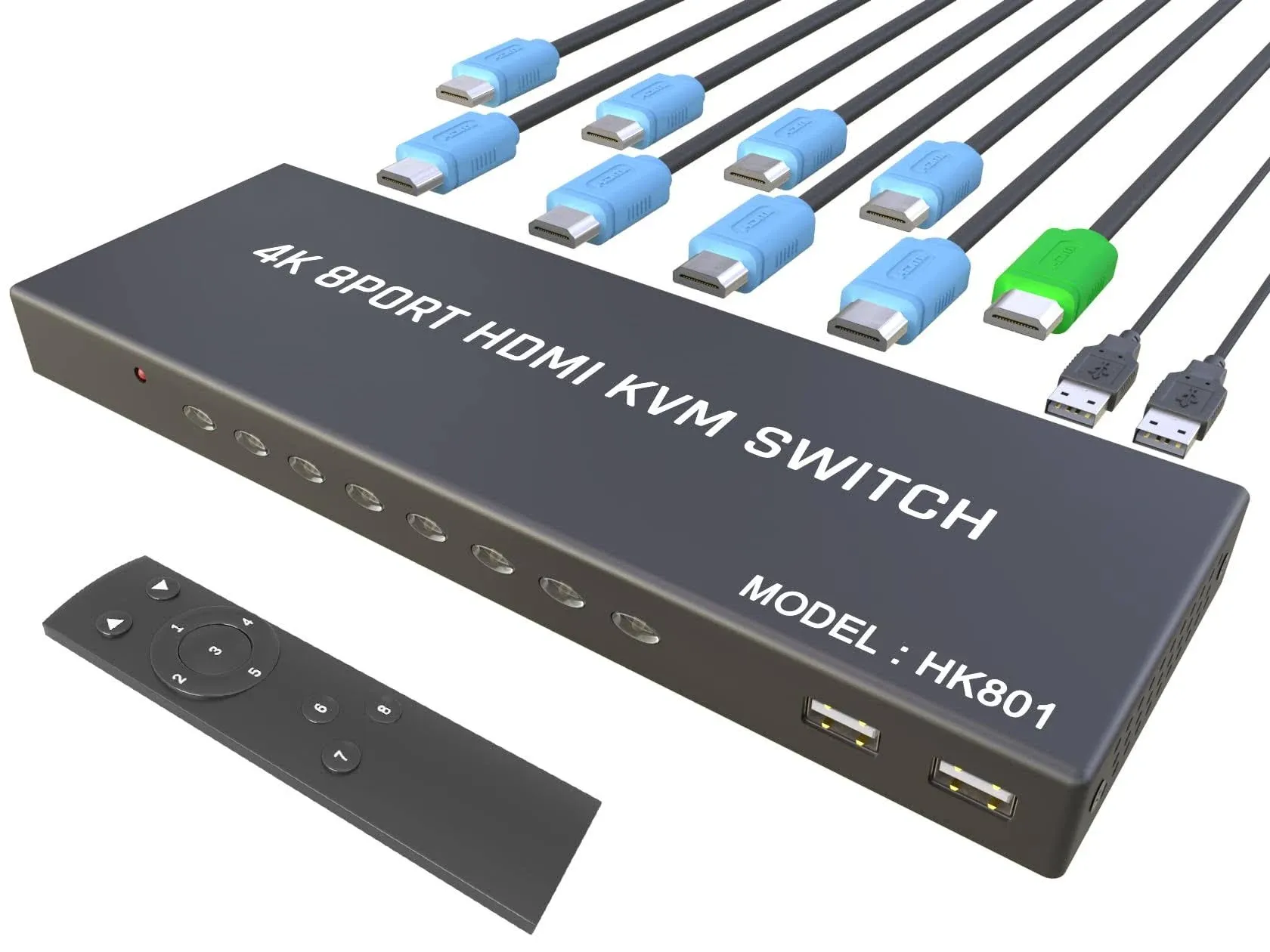 KVM Switch HDMI 8 Port - HDMI Switch with Remote- USB Switch Selector for 8 ...