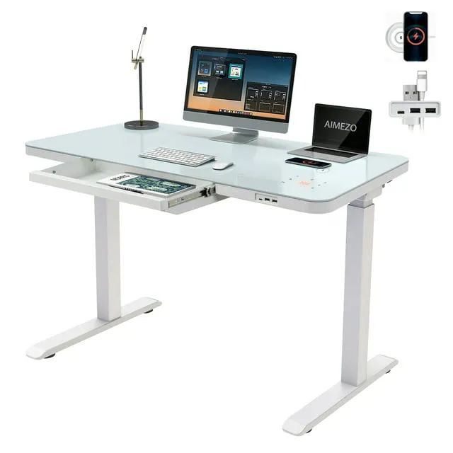 Aimezo 45'' Dual-Motor Glass Standing Desk