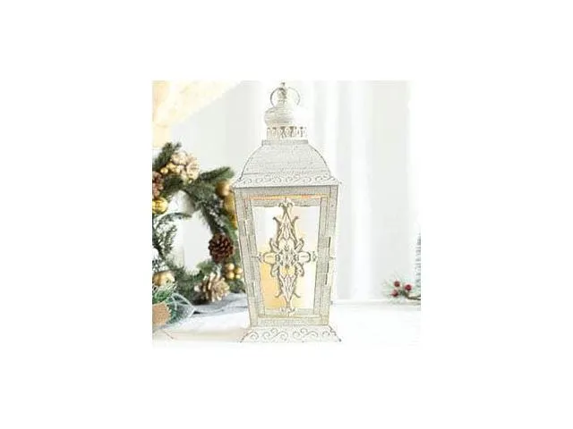 JHY DESIGN Decorative Candle Lantern -13" High Metal Candle Holder Or Vintage Style Hanging Lantern for Indoor Outdoor Events Parities.