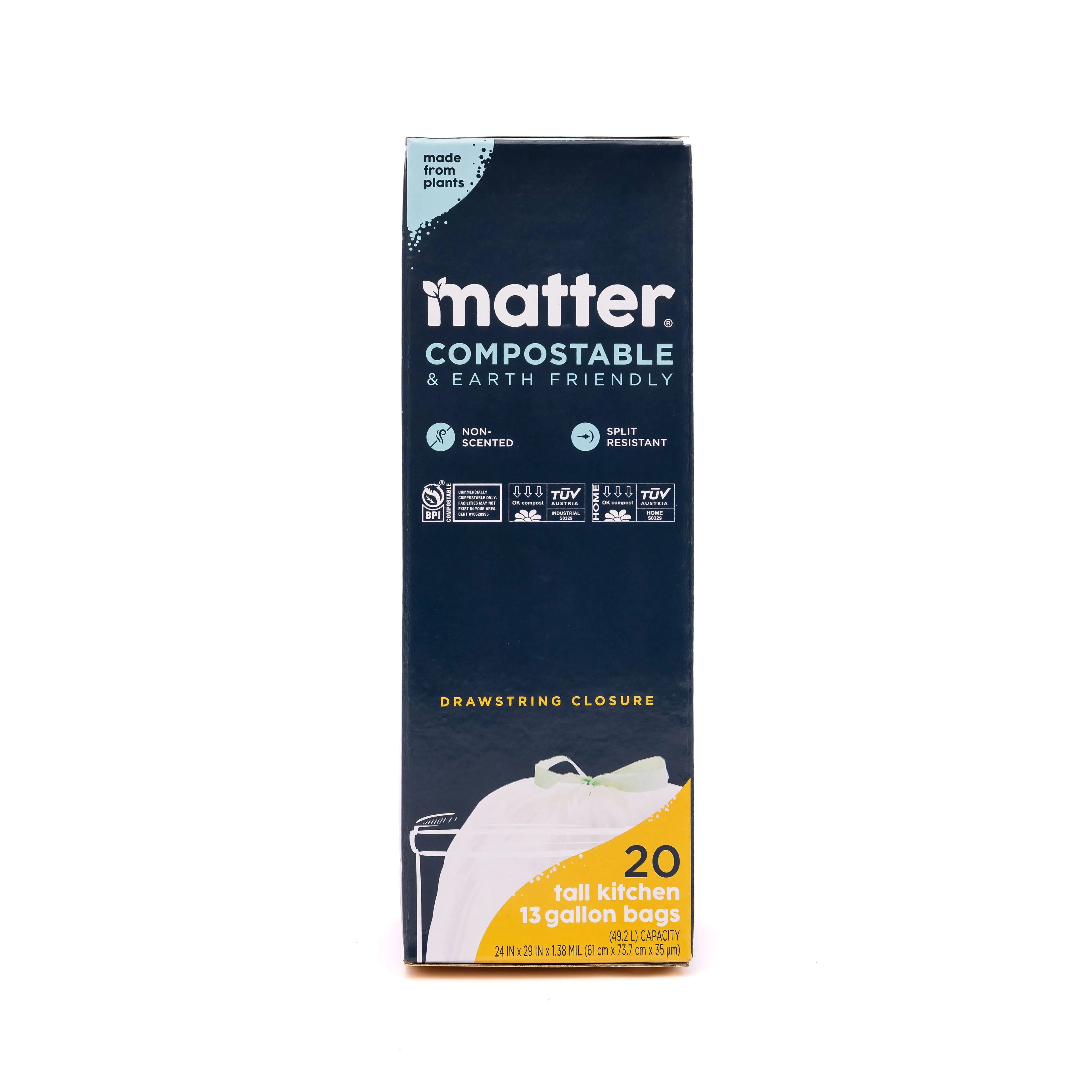 Matter Compostable Tall Kitchen Drawstring Bags - 13 Gal