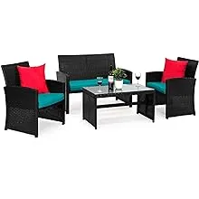 Best Choice Products 4-Piece Outdoor Wicker Patio Conversation Furniture Set