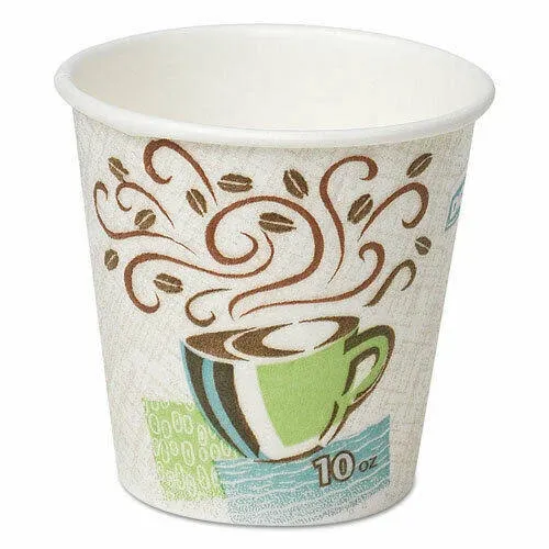 DIXIE PerfecTouch 10 oz. Disposable Paper Cups, Hot Drinks, Coffee Haze Design, 25-Sleeve, 20-Sleeves/Carton, Multicolor