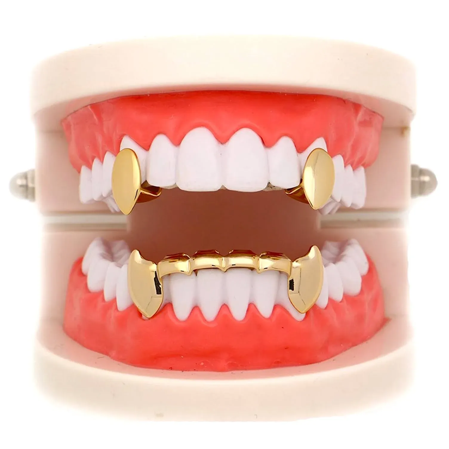 Hip Hop Teeth Set   Single Vampire Fangs Teething Fake Gold Teeth Grillz In  With Shiny Top And Bottom Fake Gold Teeth Grillzz From Haoyun51828, $4.13 | DHgate.Com