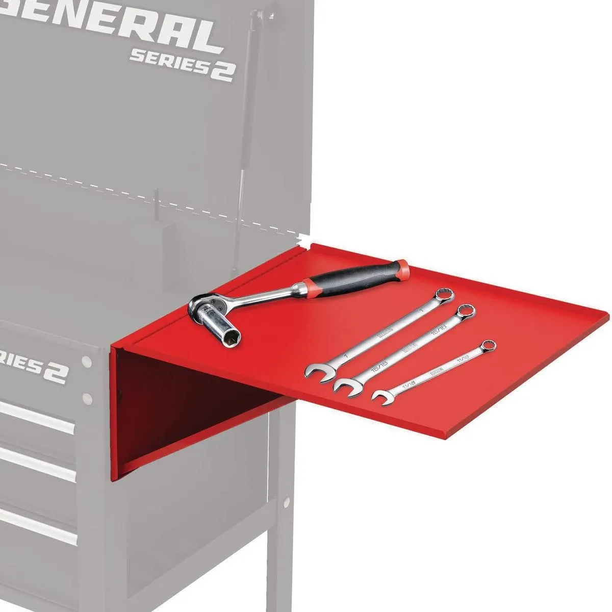 U.S. GENERAL Folding Side Tray for 4 Drawer Tech Cart, Red