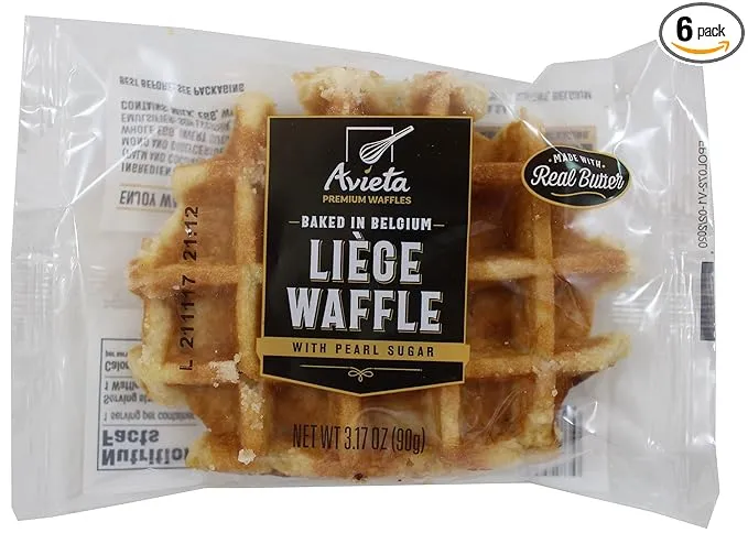 Avieta Belgian Pearl Sugar Waffles, 6 Individually Packed 3.17 Ounce