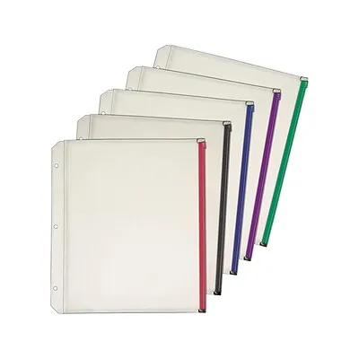 Cardinal Zipper Polypropylene/PP Binder Pockets, Assorted, 5/Pack (CRD 14650)