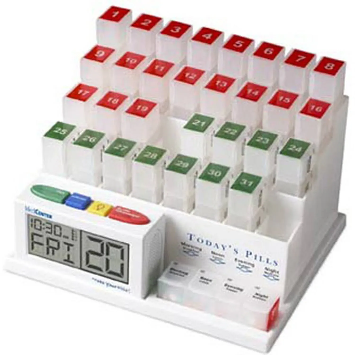 NEW MedCenter 31 Day Pill Organizer Talking Alarm Clock Pill Reminder System