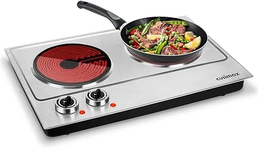 Hot Plate, 1800W Electric Burner Double Hot Plate for Cooking Countertop Burner 