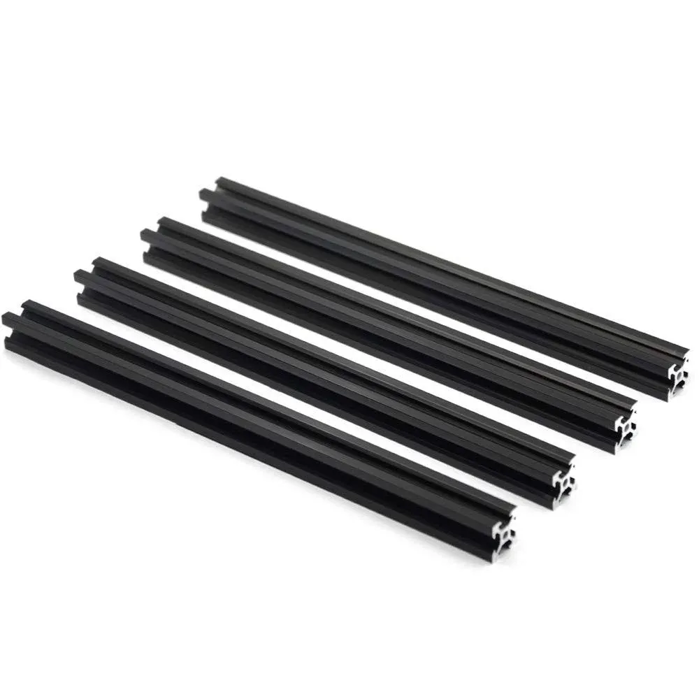 Iverntech 4PCS 300mm 2020 V Slot Aluminum Extrusion 11.81 inches Black Aluminum Profile European Standard Anodized Linear Rail for DIY 3D Printer and CNC Machines