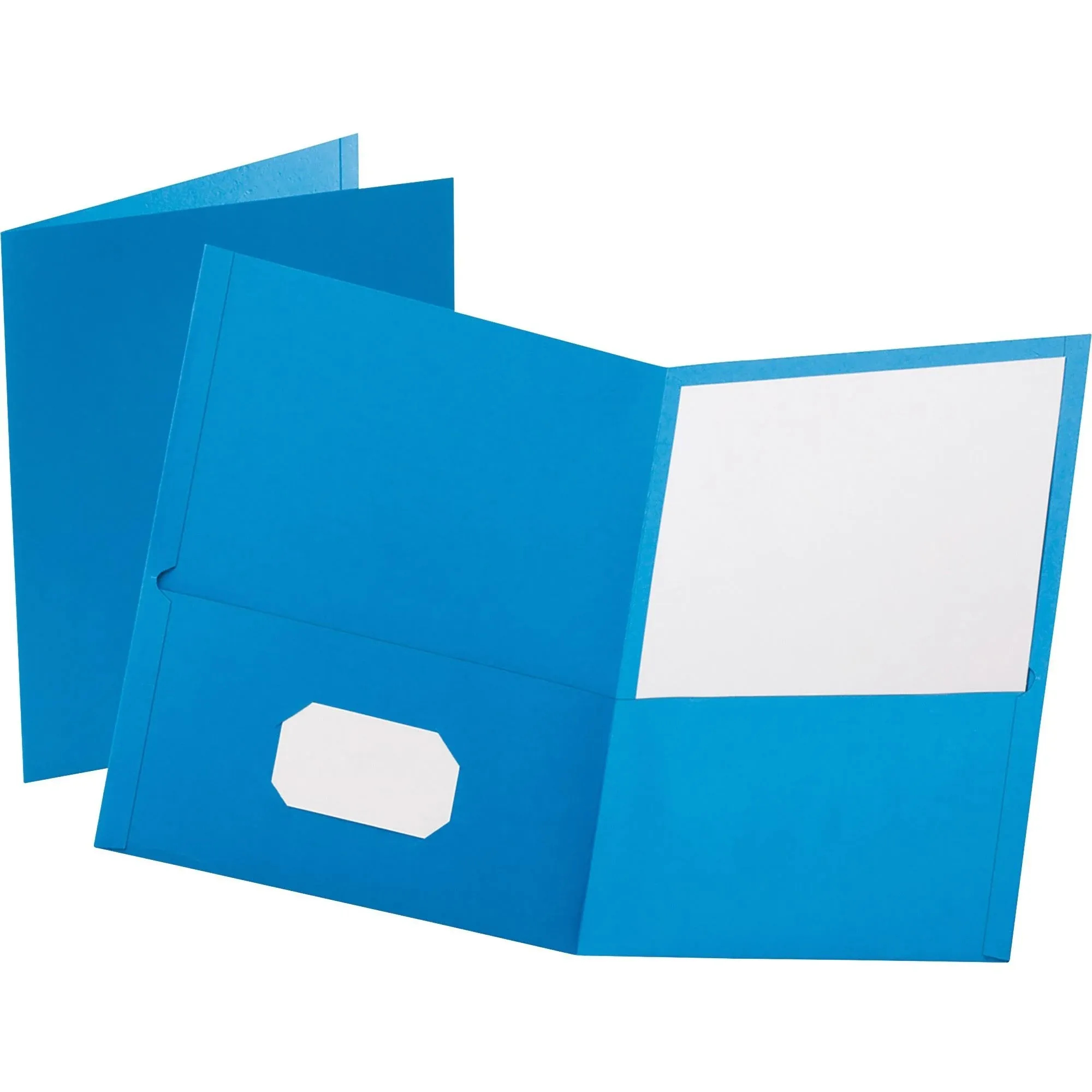 Oxford Twin-Pocket Folder Embossed Leather Grain Paper Light Blue 25/Box 57501