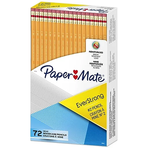 Paper Mate EverStrong #2 Pencils, Reinforced, Break-Resistant Lead When Writing, 72-Count