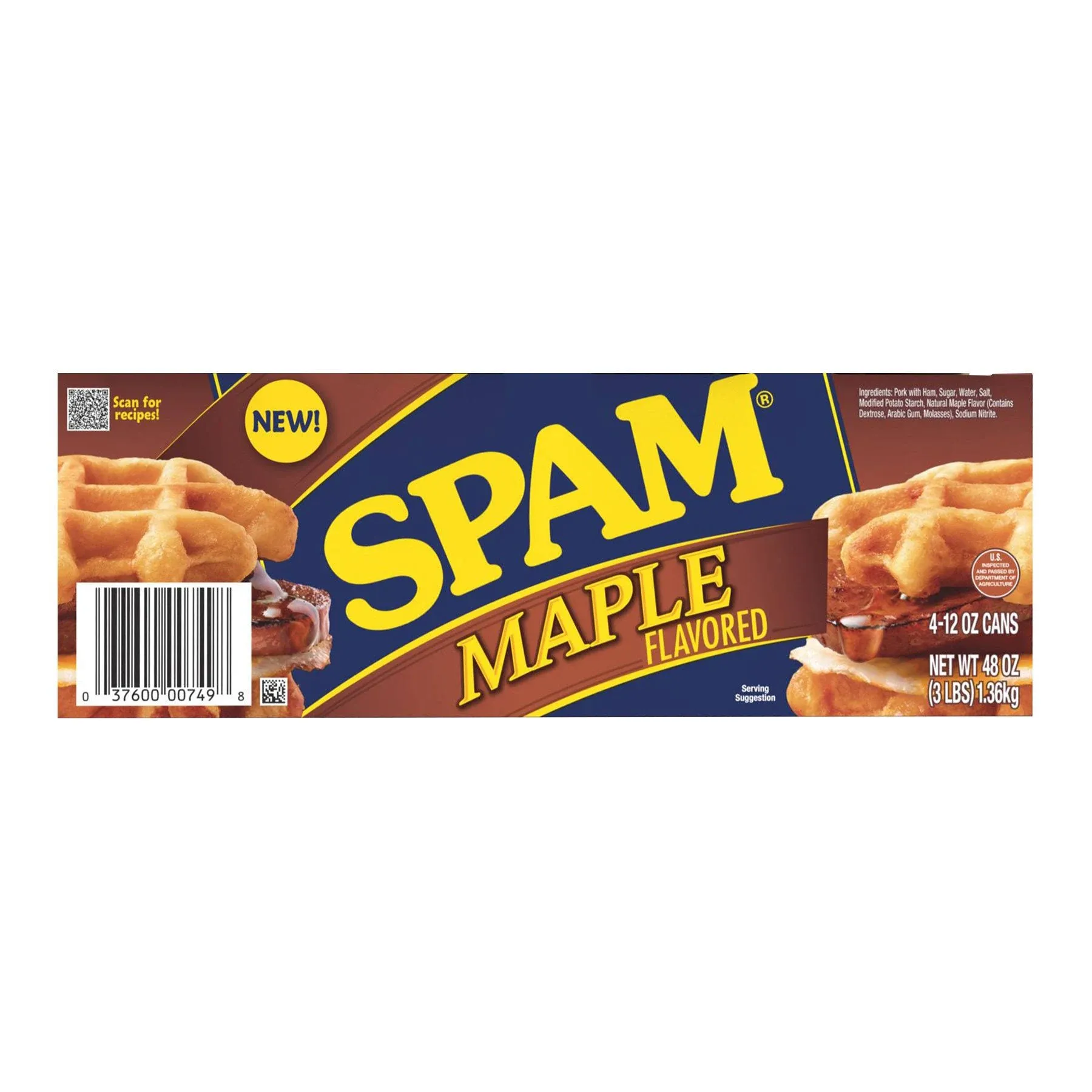 SPAM Maple Flavored Canned Ham, 12 oz Can (4-Pack)