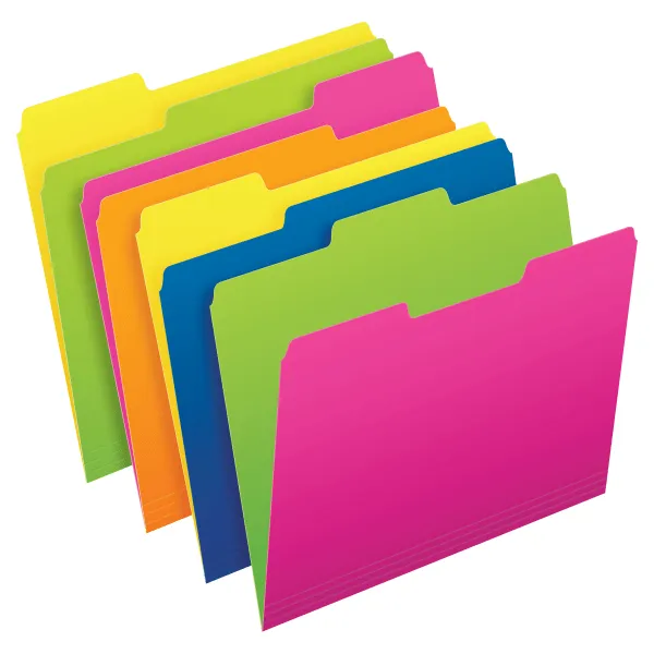 Pendaflex&reg; Twisted Glow File Folders, Letter Size, Assorted Colors, 1/3 Cut, 12 Per Pack, 2 Packs