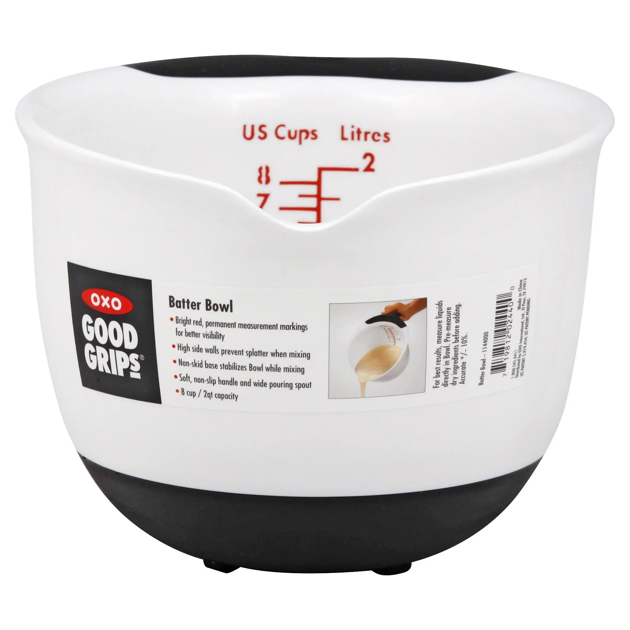 OXO Good Grips 2QT Plastic Batter Mixing Bowl, White