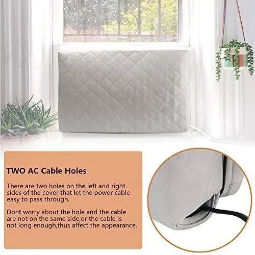 HOXHA Indoor Air Conditioner Cover for Window Units,Double Insulation Anti-Rust Adjustable Inside Window AC Cover with Free Elastic Straps