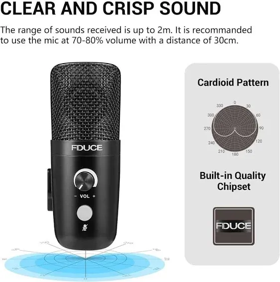 FDUCE USB Plug&amp;Play Computer Microphone, Professional Studio PC Mic with Tripod