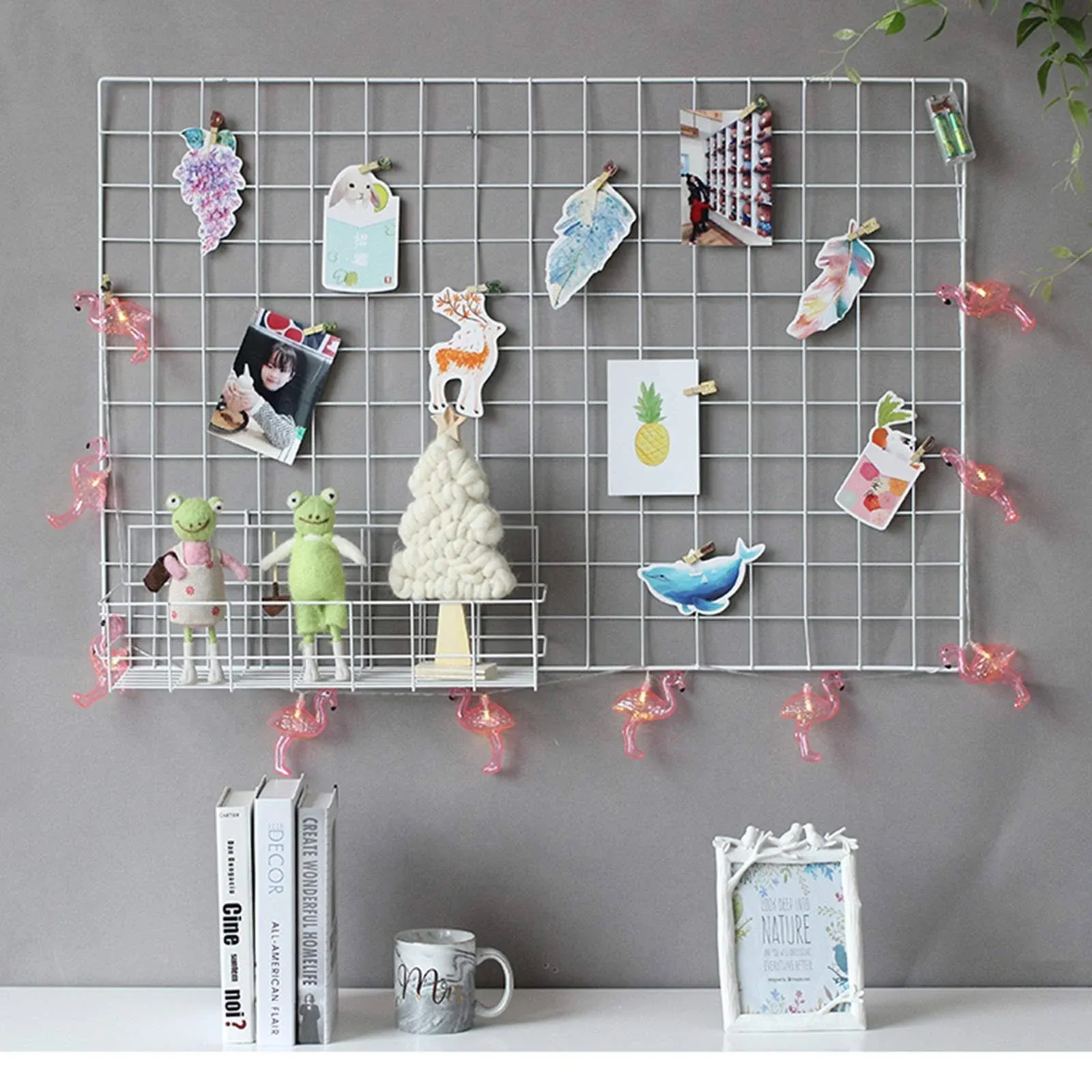 GBYAN Grid Wall Panel White Wall Grid Organizer Multifunctiona<wbr/>l Wire Wall Grid