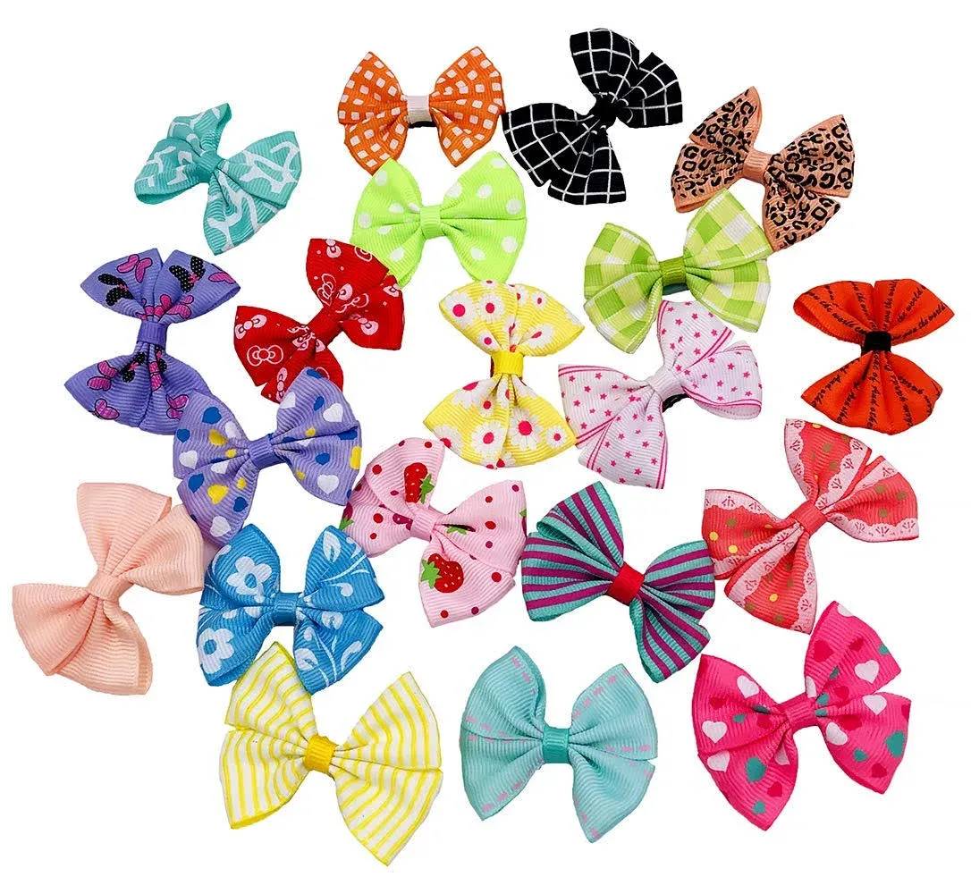 Pet Show Dog Hair Bows with Alligator Clips Bowknot Hair Clips Cat Puppy Yorkshire Grooming Hair Accessories Assorted Pack of