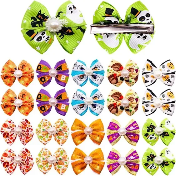 20Pcs Dog Hair Bows with Alligator Clips for Small Medium Dogs Bowknot Hair Clip