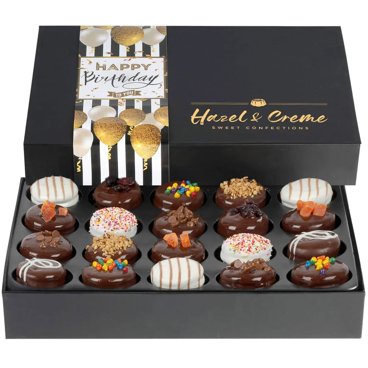 Hazel & Creme Birthday Gift Basket - Happy Birthday Cookies - Chocolate Covered Cookies - Chocolate Gift Box - Gourmet Food Gifts (Extra Large Box)