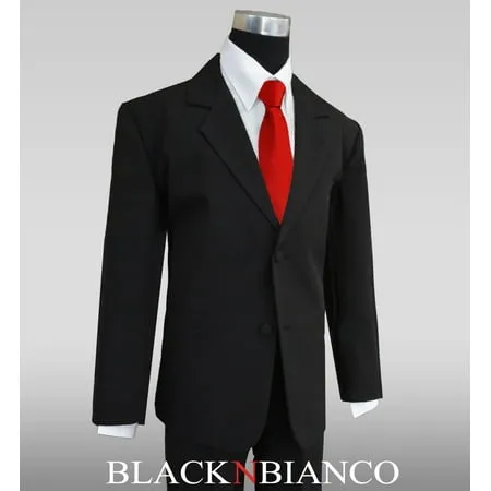 Black N Bianco Boys Formal Black Suit with Shirt and Vest