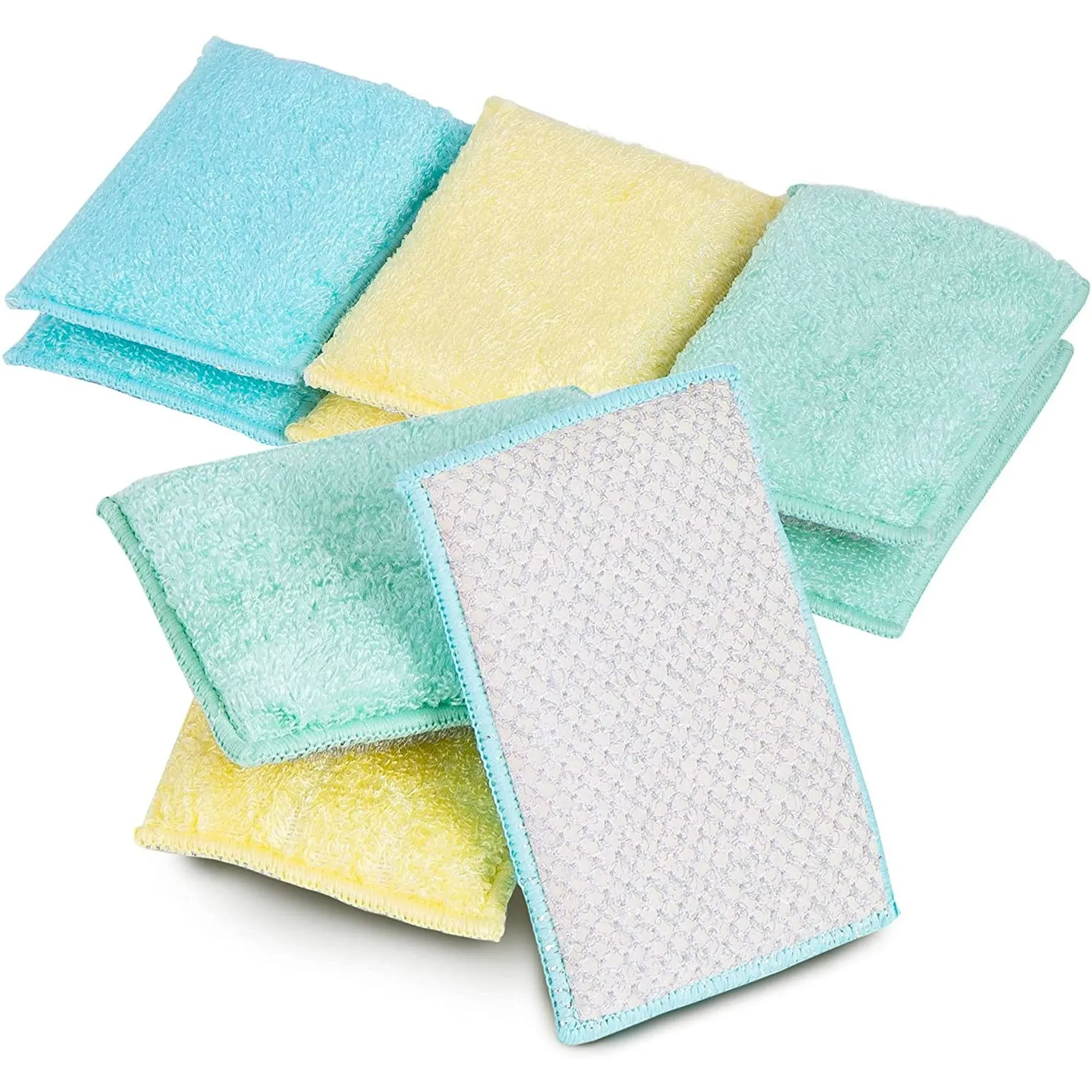 Smart Design Non Scratch Scrub Sponge with Bamboo Odorless Rayon Fiber - Set of