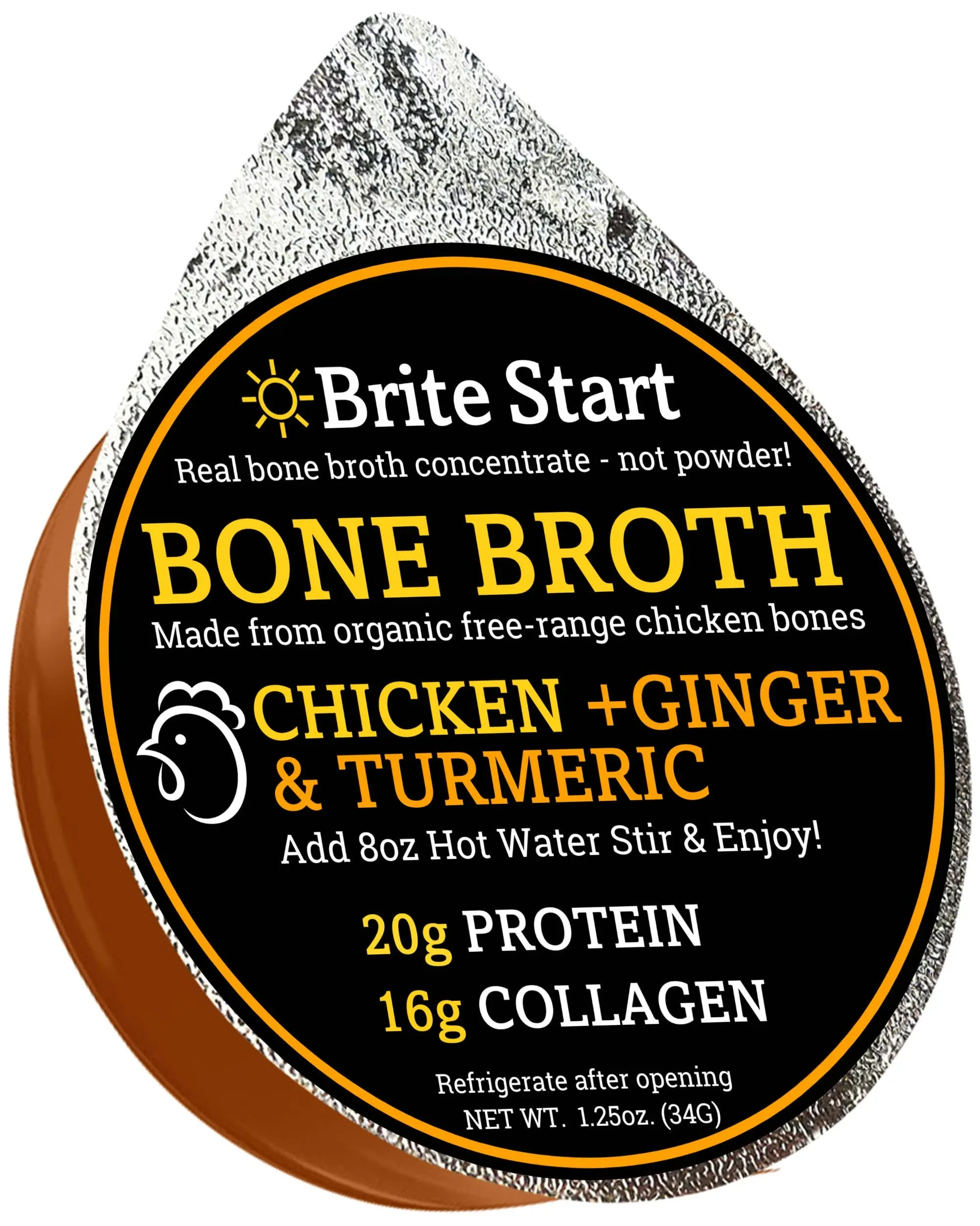 Brite Start Bone Broth with Chicken, Ginger, and Turmeric