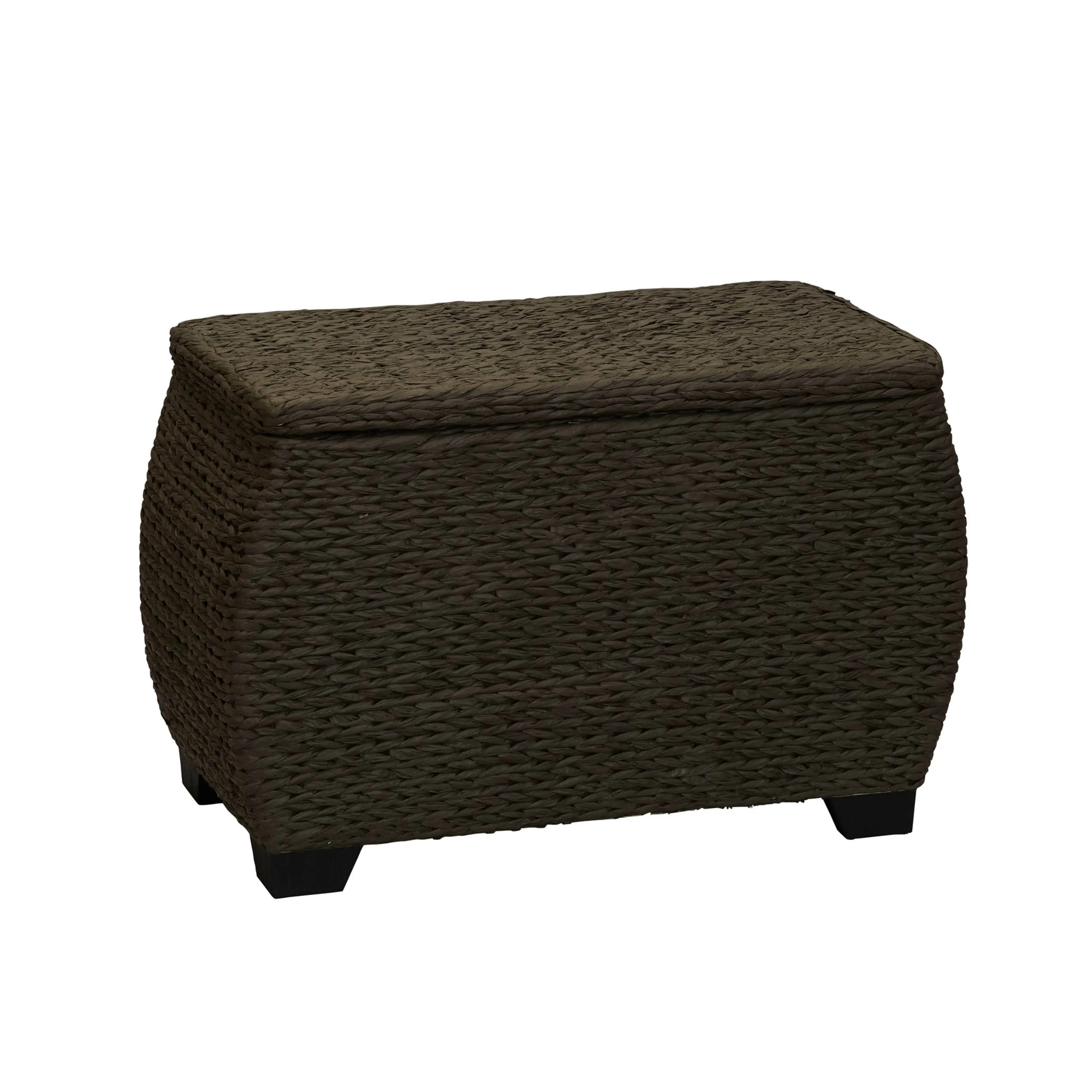 Household Essentials Large Curved Wicker Liner Storage Chest, Brown