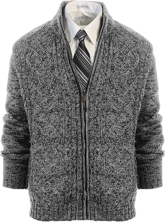 Gioberti Mens Cardigan Twisted Knit Full-Zipper Sweater