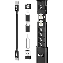 BUDI Multifunctional 9 in 1 Data Cable with USB Type-C Card Reader Micro SD Memory Card high-Speed Card Reader Adapter Suitable for Mobile Phone Cameras and Computers (9 in 1 Card Reader)