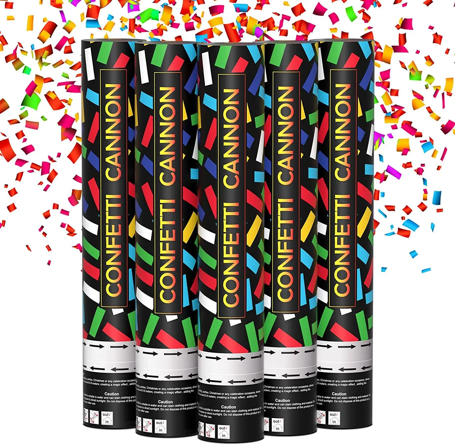 Confetti Cannons EFFIELER Multicolor Confetti Poppers (5 Packs) Biodegradable 100% And Air Powered Party Popper Perfect for Birthday, Graduation, New Years Eve, And Any Other Party Or Celebration…