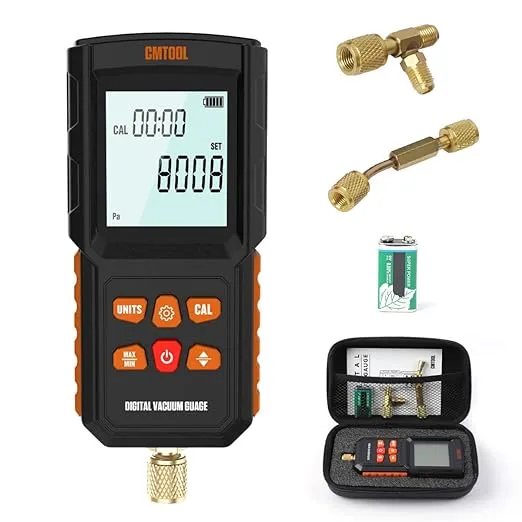 Digital Manometer Dual Port Air Pressure Differentil Gauge HVAC Gas Teste Meter