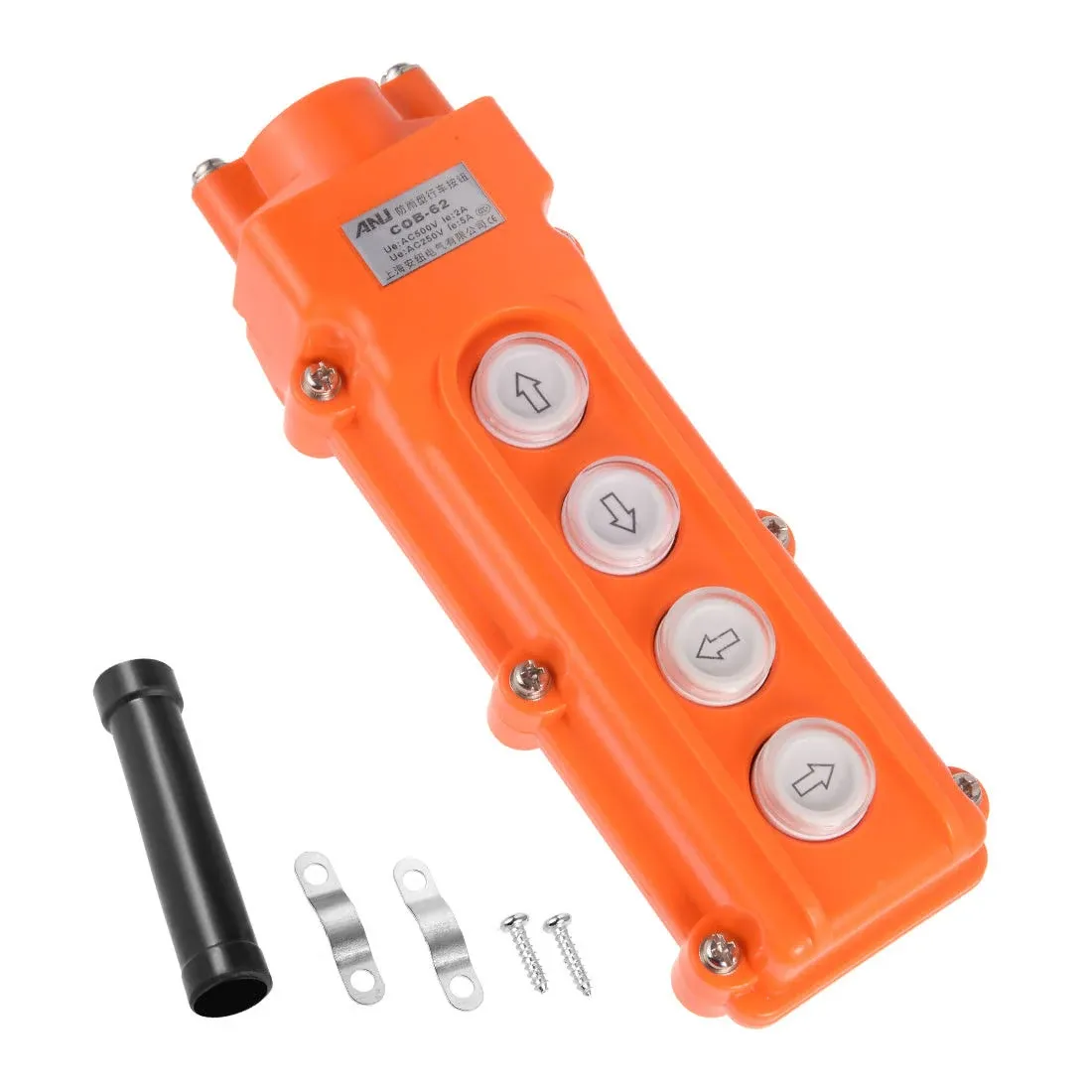 Hoist Crane Pendant Control Station Push Button Switch 4 Ways Orange