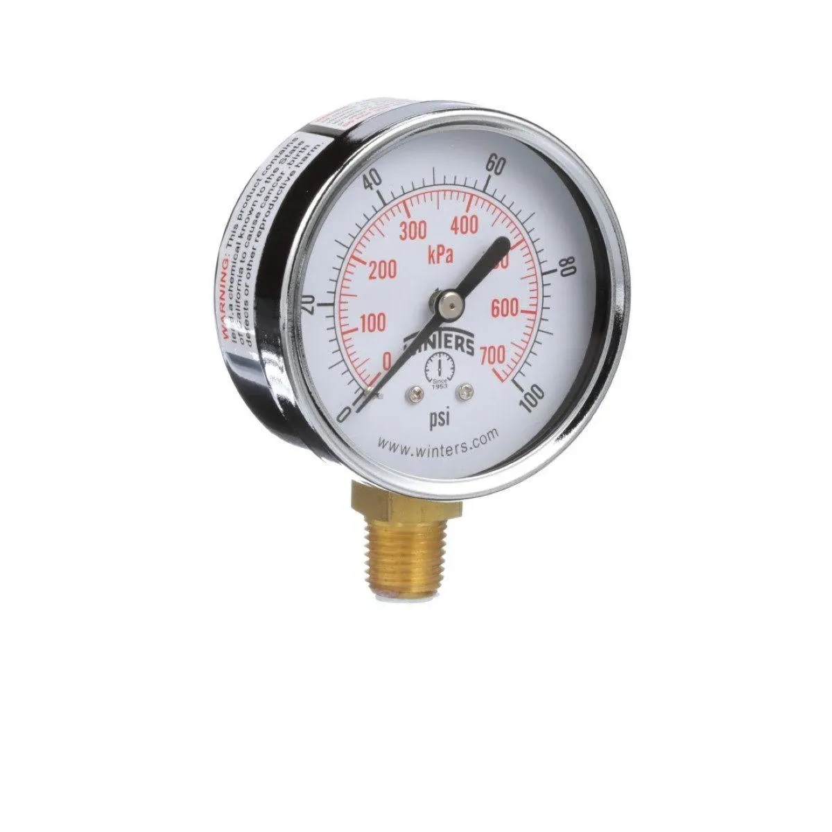 Winters PEM291 Pressure Gauge, 2-1/2" Dial size, Black