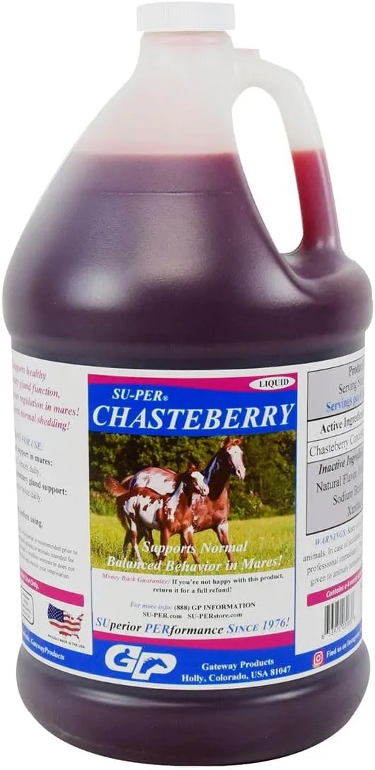 Chasteberry Liquid Supplement for Horses - Supports Hormone Regulation & Healthy Pituitary Gland Function in Mares - 1 Gallon, 4 Month Supply (120 Days)