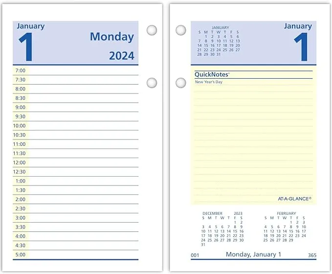 AT-A-GLANCE 2023 Daily Desk Calendar Refill, 3-1/2" x 6", Loose Leaf, QuickNotes (E51750)