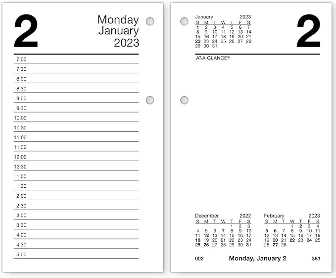 AT-A-GLANCE 2023 Daily Desk Calendar Refill, 3-1/2" x 6", Loose Leaf, Monthly Tabs (E717T50)