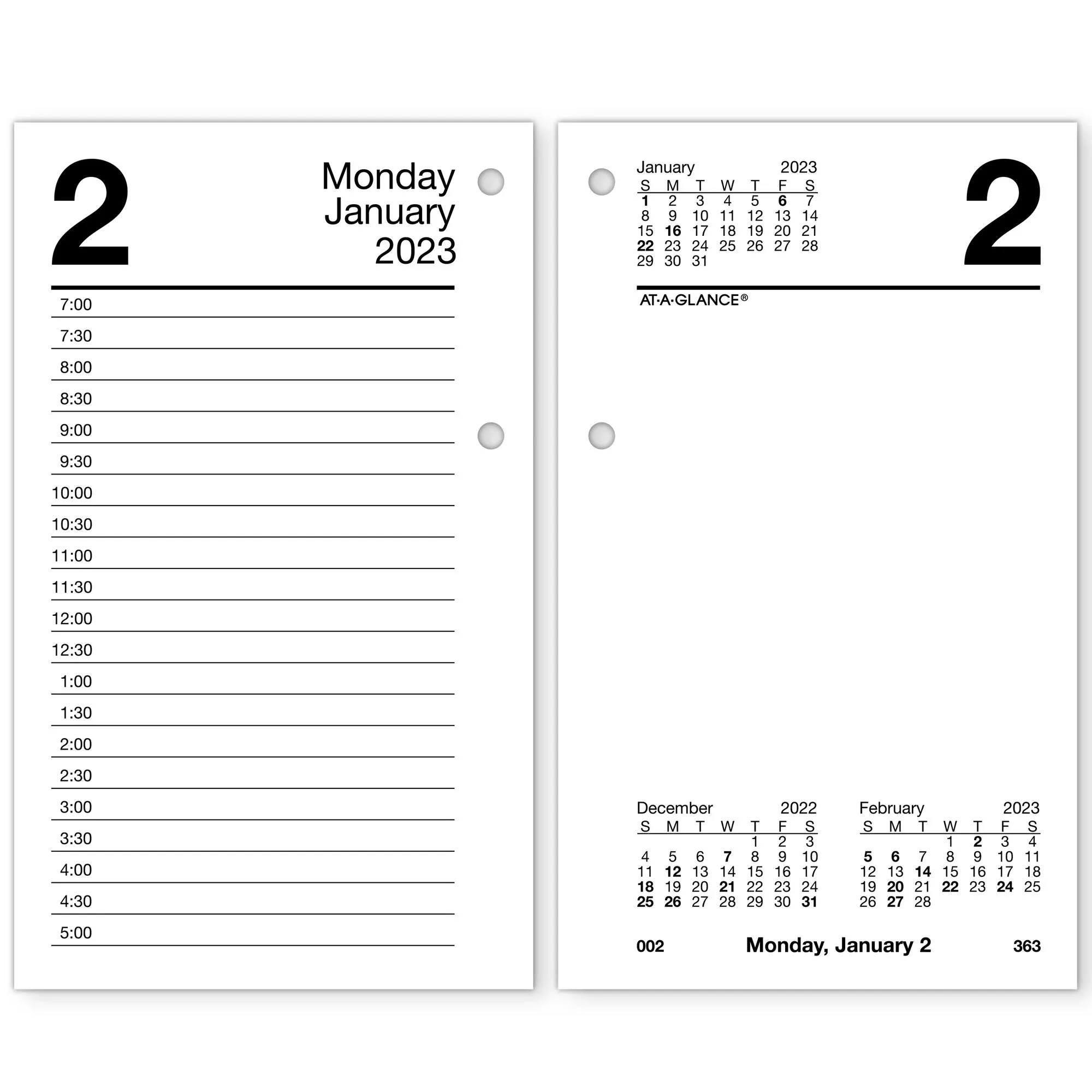 AT-A-GLANCE Desk Calendar Refill with Tabs, 3.5 x 6, White Sheets, 2023