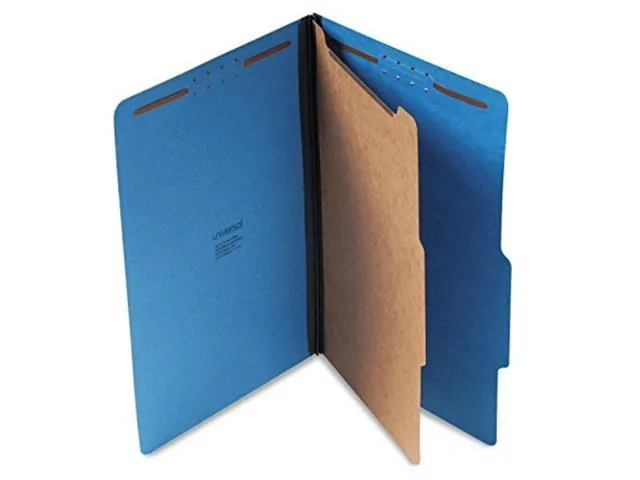 Universal Pressboard Classification Folders Legal Four-Section Cobalt Blue 10/Box (10211)